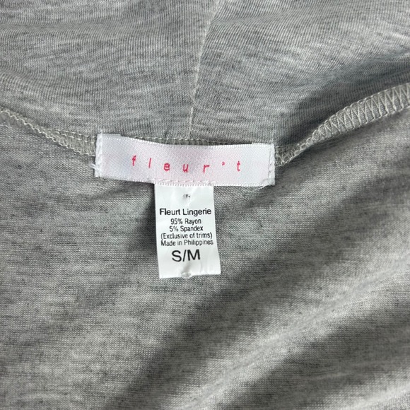 Fleur't Iconic Lingerie Robe Heather Gray Belted Pockets‎ Small/Medium S/M $110 - Picture 5 of 9